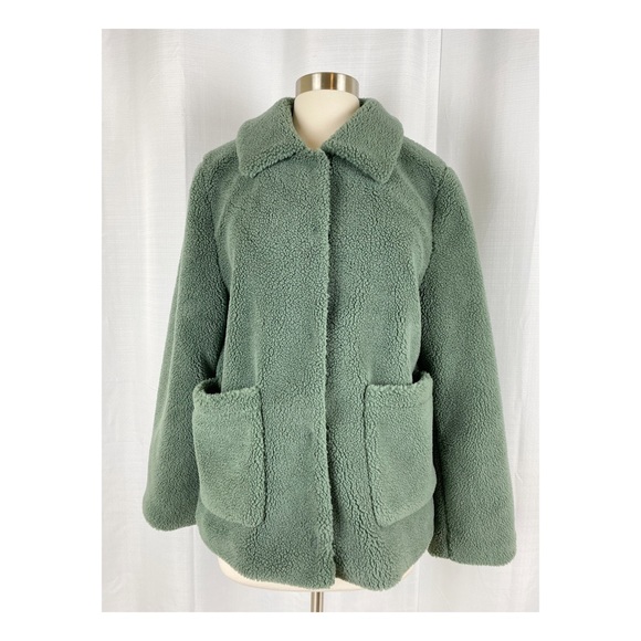 Rebecca Minkoff Harley Teddy Coat Jacket Size Large Green NWT - Picture 2 of 10